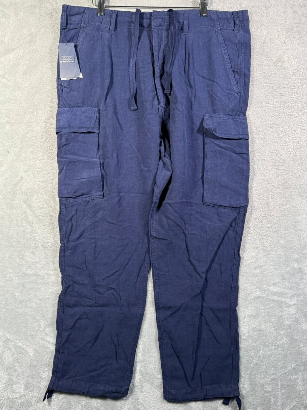 Polo Ralph Lauren Cargo Pants Mens 38x32 Navy Linen Lateef Slim Tapered Fit $198